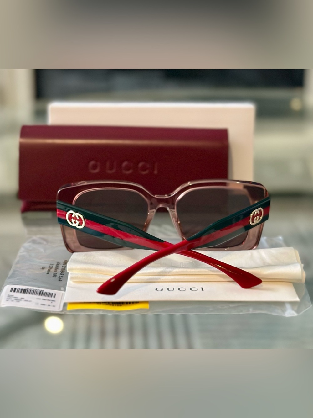 New GUCCI Sherry-line Violet Square Ladies Sunglasses - Picture 2 of 7